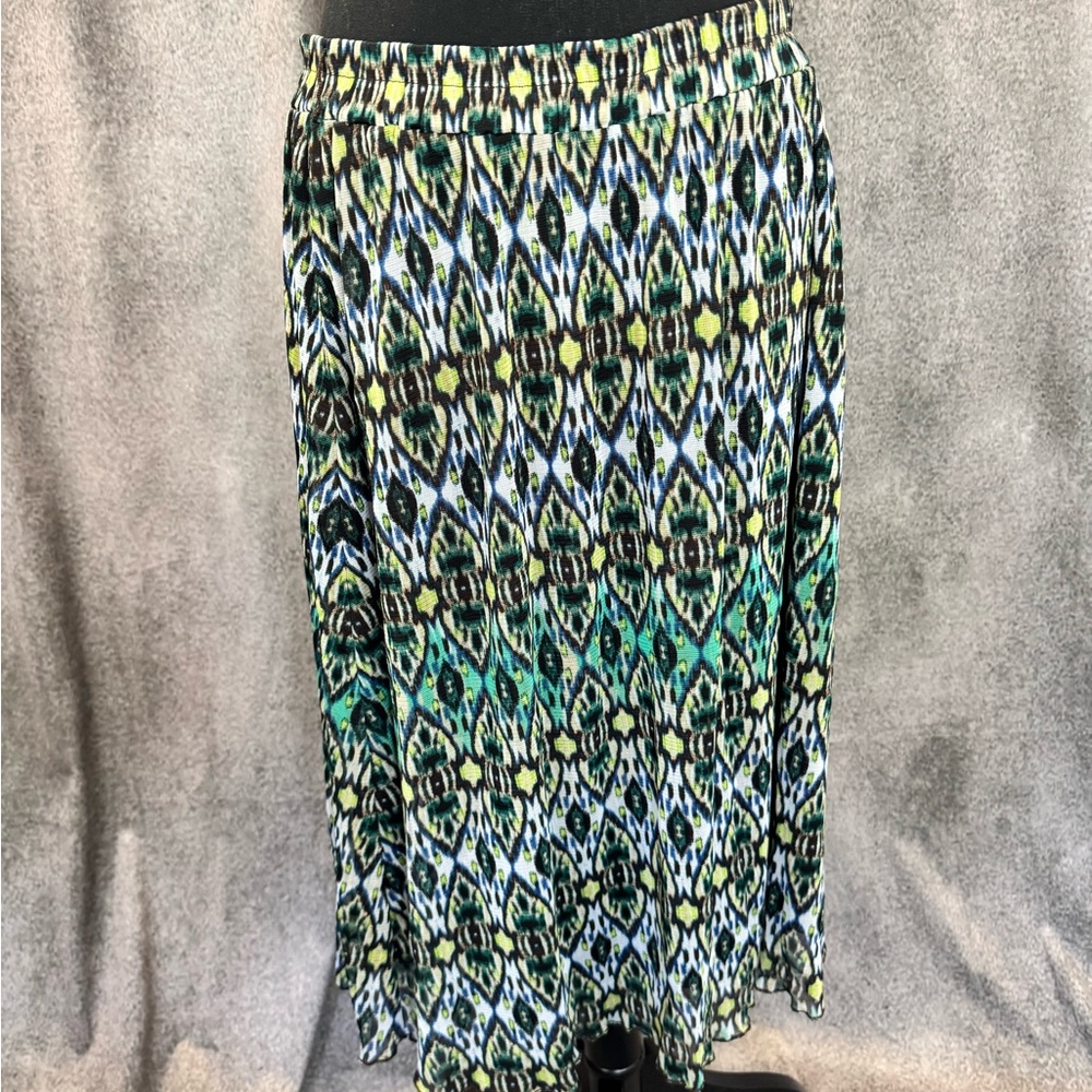 dressbarn Blue and Green Patterned Maxi Skirt
